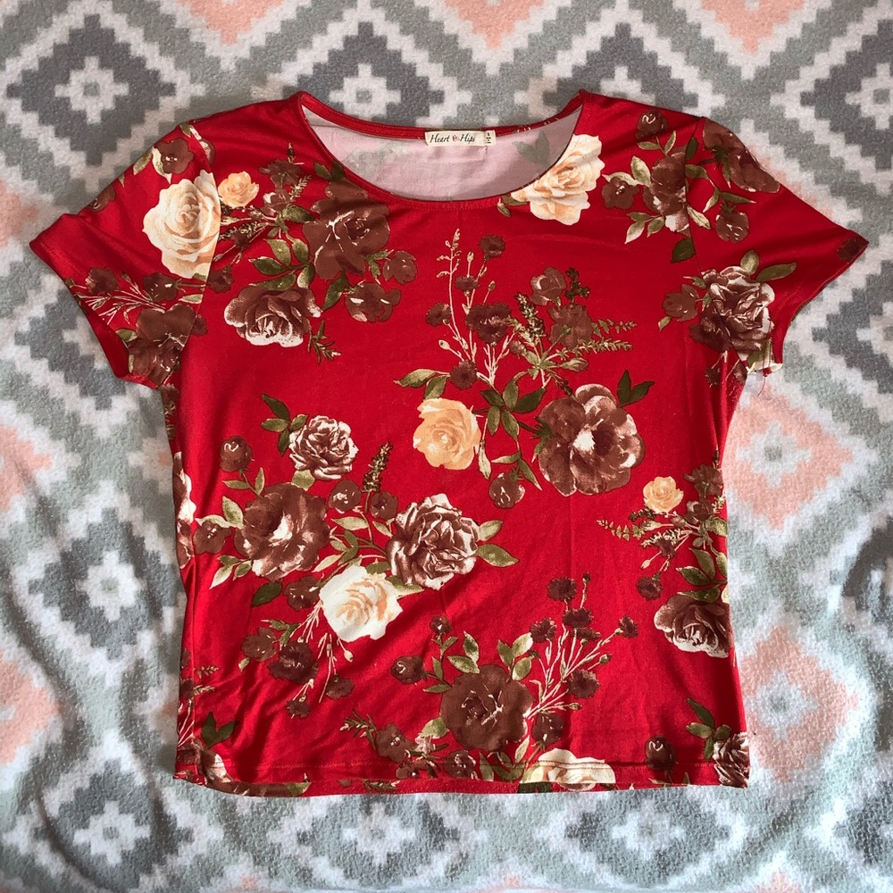 Red floral t-shirt